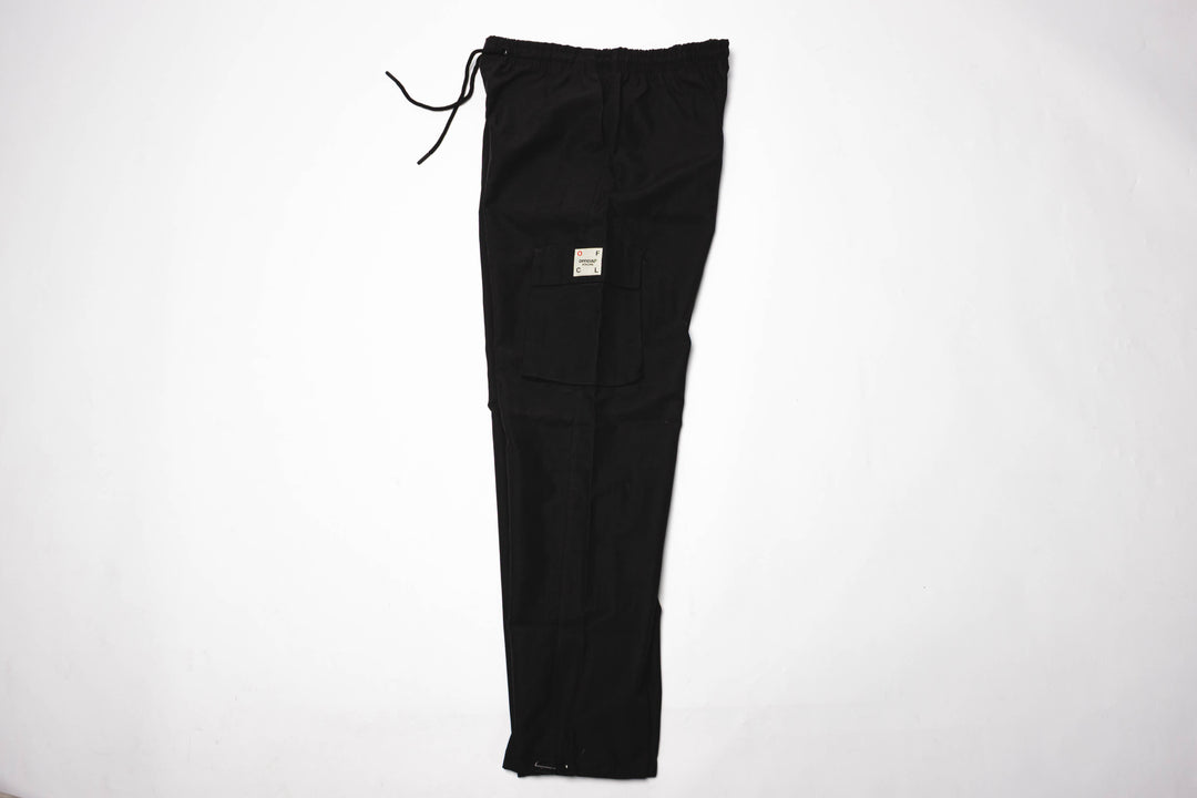 black woven twill tie detail velcro waist cargos