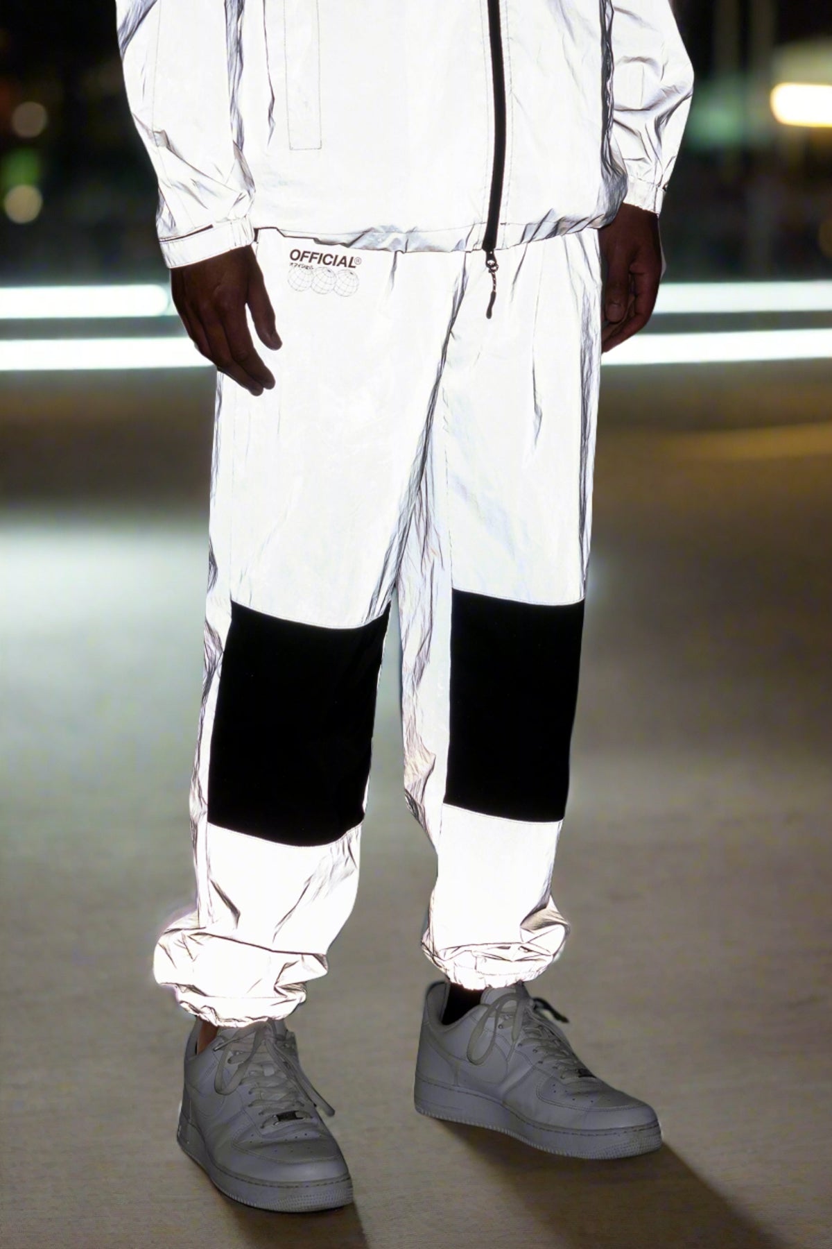 White reflective joggers sale